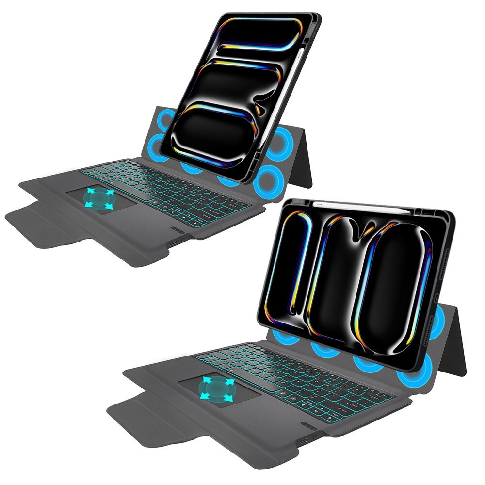 Husa cu Tastatura pentru iPad Pro 13 (2024) + folie, Accesorio KeyTab Pro, Black