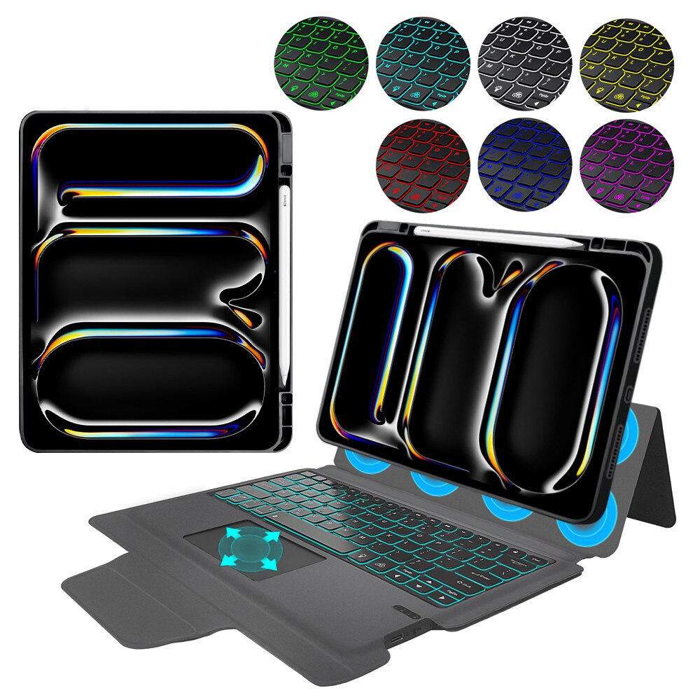 Husa cu Tastatura pentru iPad Pro 13 (2024) + folie, Accesorio KeyTab Pro, Black