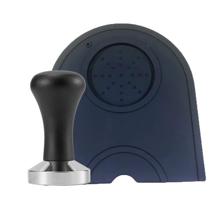 Tamper cafea 51mm, lemn negru, inox 304, 51x51mm