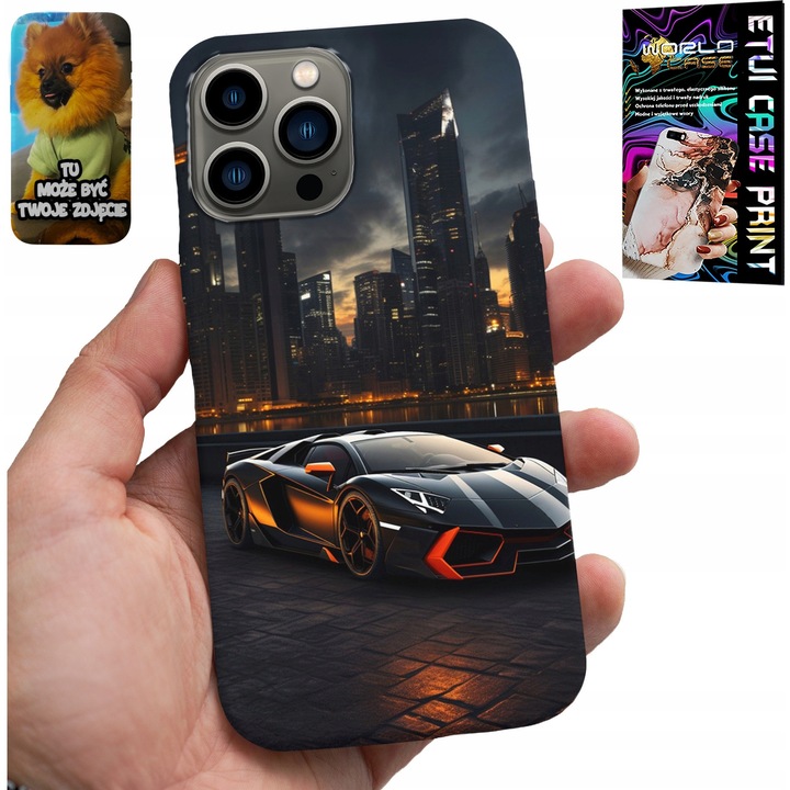 Tok iPhone 13 Pro-hoz, World Case, szilikon, színes nyomtatás, luxusautók, Dubai Auto Sport