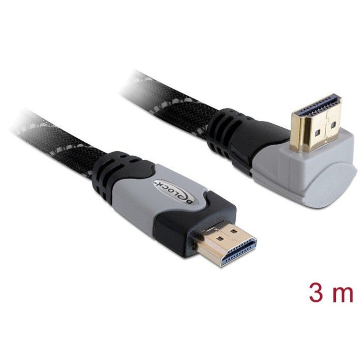 DeLock HDMI kábel A férfi > A férfi ferde 4K 3m fekete