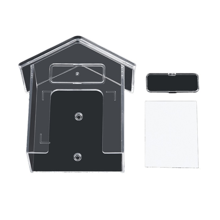 Carcasa protectoare transparenta pentru sonerie wireless, impermeabila, din PC, cu suport pentru numarul casei, model E30