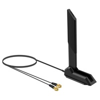 Antena universala WiFi 6E tri-band, 2.4GHz/5GHz/6GHz, 12dBi, design rotativ 180°, usor de transportat si instalat, pentru dispozitive Antena WLAN PC, OUYLAF, negru
