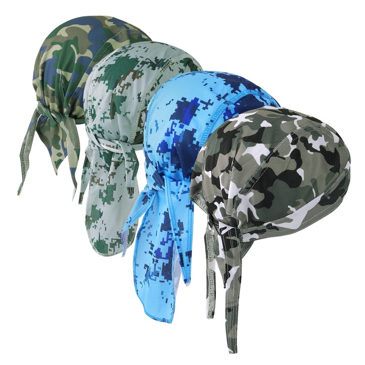 Set 4 Bandana, elastic, respirabil, Unisex, cu camuflaj, YQLAFT, Multicolor