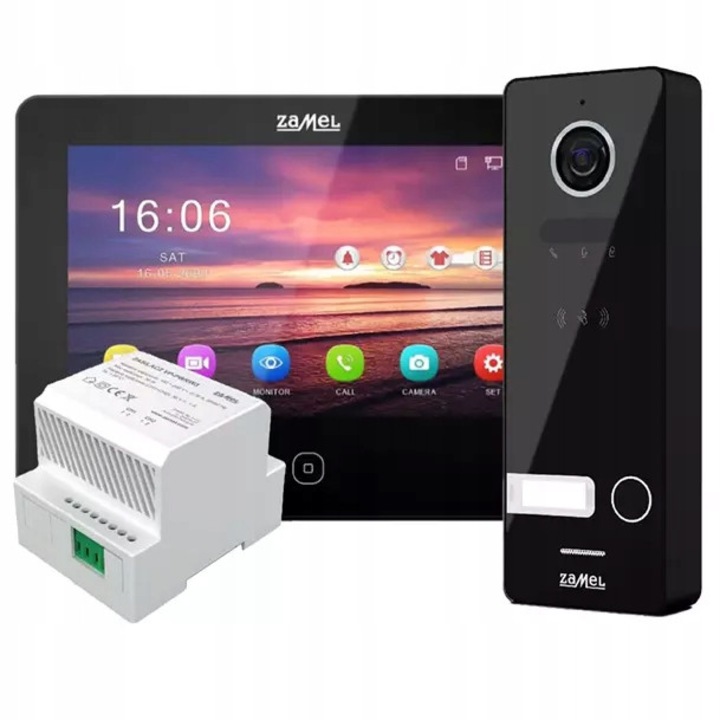 Videointerfon, ZAMEL, HD, IPS, WiFi, VP-209ICSPB-B, ecran tactil, RFID, negru, 190x135x27mm