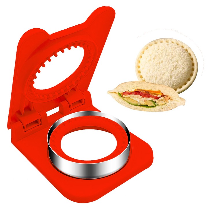 Cutter pentru sandvisuri, 2 in 1, 14.2x12.2cm, rosu