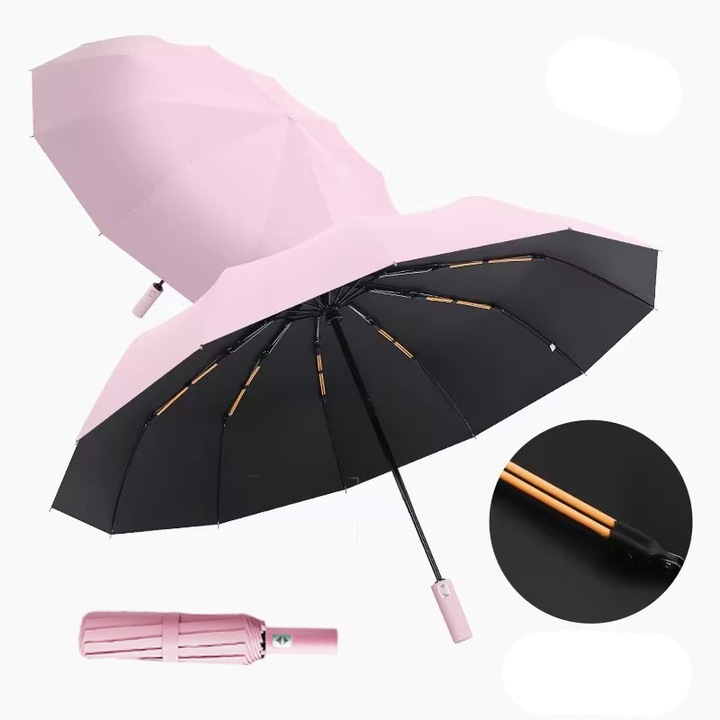 Umbrela de mana soare, umbrela rabatabila, Umbrela de calatorie rezistenta la vant, umbrele automate pentru ploaie, umbrele portabile si compacte pentru rucsac, UV puternic pentru protectie, umbrela de soare mica pliabila pentru masina, roz