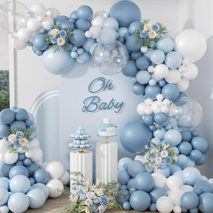 Комплект от 104 многоцветни балона, висококачествени балони, 18, 12, 10, 5 инча, комплект арка от балони, подходящ за детски партита, декорации за рождени дни и др., Многоцветен