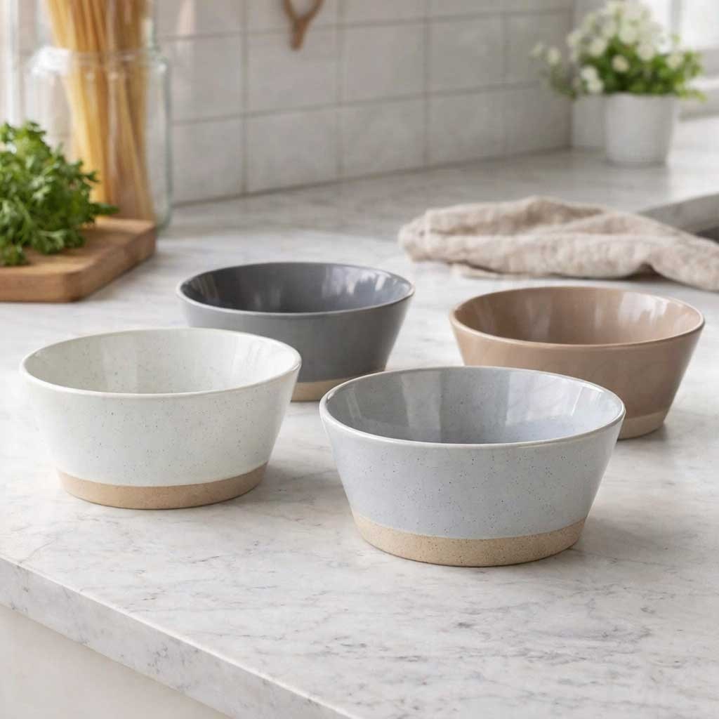Callena Set de 4 boluri de ceramică mata Saturn negre 15x6cm, 570 ml