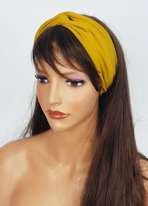 Banda de cap din bumbac Gabrysia be275, miere, elastica, profilata, set de accesorii pentru par