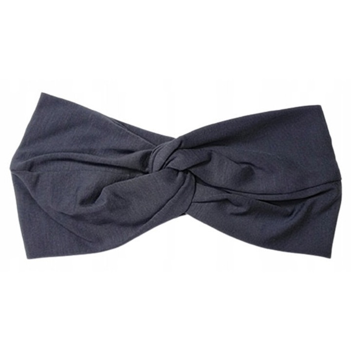 Banda de cap din bambus, Eva Design, gri inchis, elastica, profilata