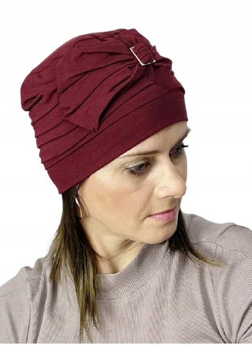 Тюрбан Rosalia, Eva Design, двоен, бамбуков, бордо, универсален размер
