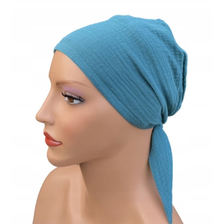 Fular dama set Aga 005 muselin, nuanta marina, dimensiune universala