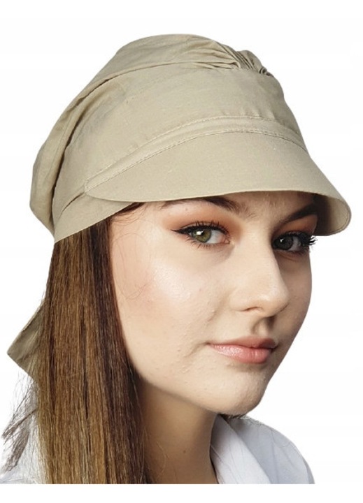 Fular bej Eva Design cu viziera, din viscoza, pentru femei, dimensiune universala