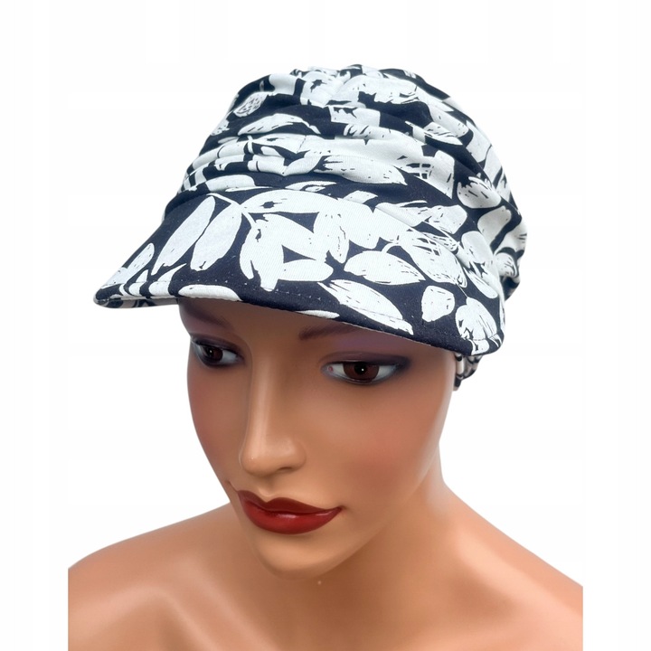 Turban dama plisat viscoza, set cu viziera, fabricat in Polonia, multicolor, 25cm