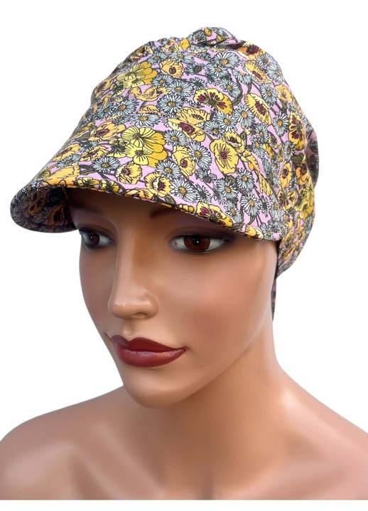Дамски тюрбан с козирка, плисиран шал, Eva Design, вискоза, 25 см, за след химиотерапия