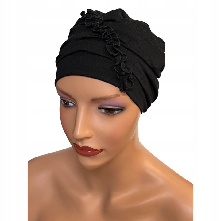 Turban dama, Eva Design, bumbac, negru, dimensiune universala 54-60 cm