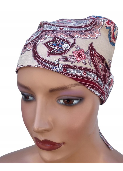 Дамски шал Eva Design, памук, плисирана шапка, 25см, след химиотерапия