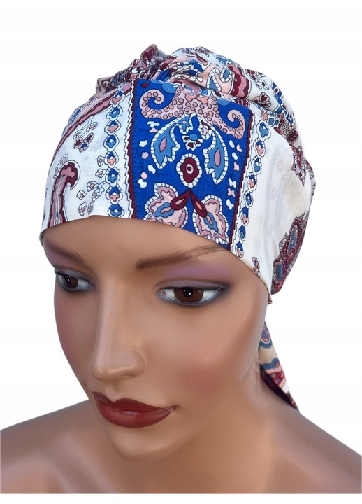 Дамски шал Tess 478, памучен, тюрбан, регулируем, универсален, многоцветен