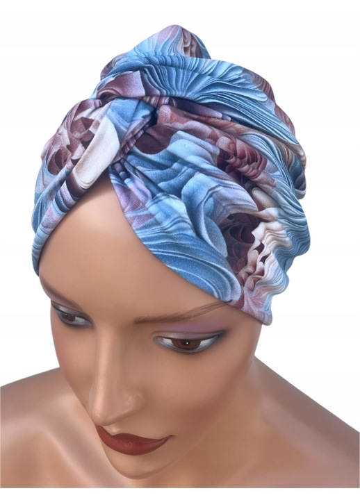 Дамски тюрбан Eva Design Flora 413, памук-еластан, еластичен, 54-60см, многоцветен