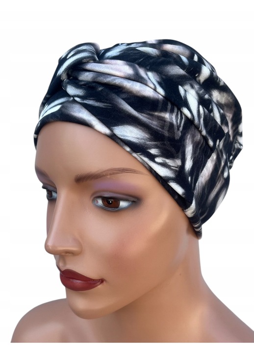 Плисирана памучна шапка, Eva Design, тюрбан, мека, дишаща, многоцветна, 25 см