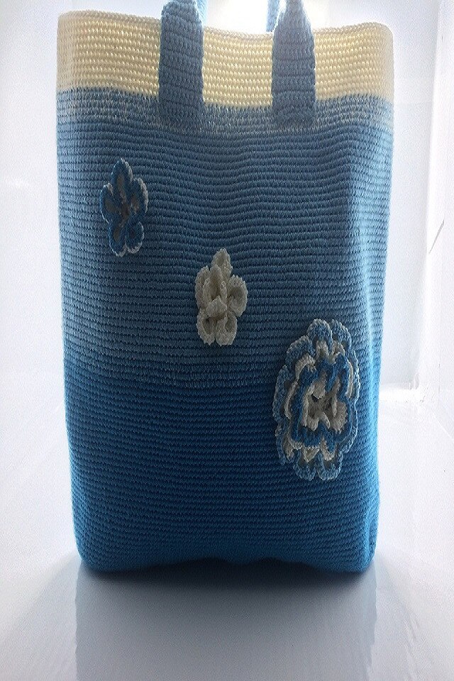 Geanta handmade unicat Blue Dream din bumbac