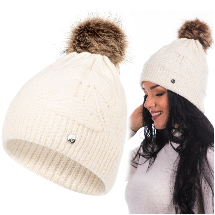 Caciula de iarnă HEYO, 100% poliester, pompom elegant, universală, set 1 buc