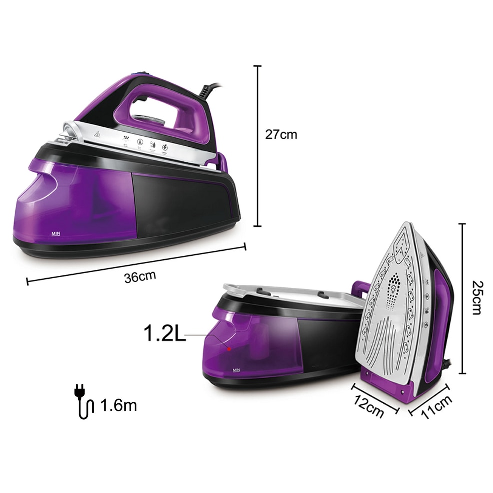 Statie de calcat cu abur, Zola, 2400 W, rezervor apa 1.2 l, abur 120 g/min, talpa ceramica, 35 x 17 x 19 cm, violet