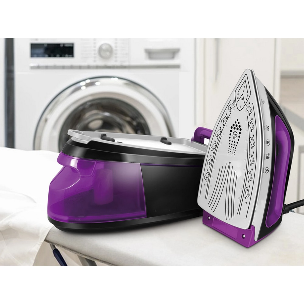 Statie de calcat cu abur, Zola, 2400 W, rezervor apa 1.2 l, abur 120 g/min, talpa ceramica, 35 x 17 x 19 cm, violet