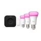 Комплект 3 смарт крушки E27 Philips Hue, Dimmer Switch и конзола Hue Bridge Pro, Wi-Fi, RGB, Zigbee, Amazon Alexa, Apple HomeKit, Google Assistant