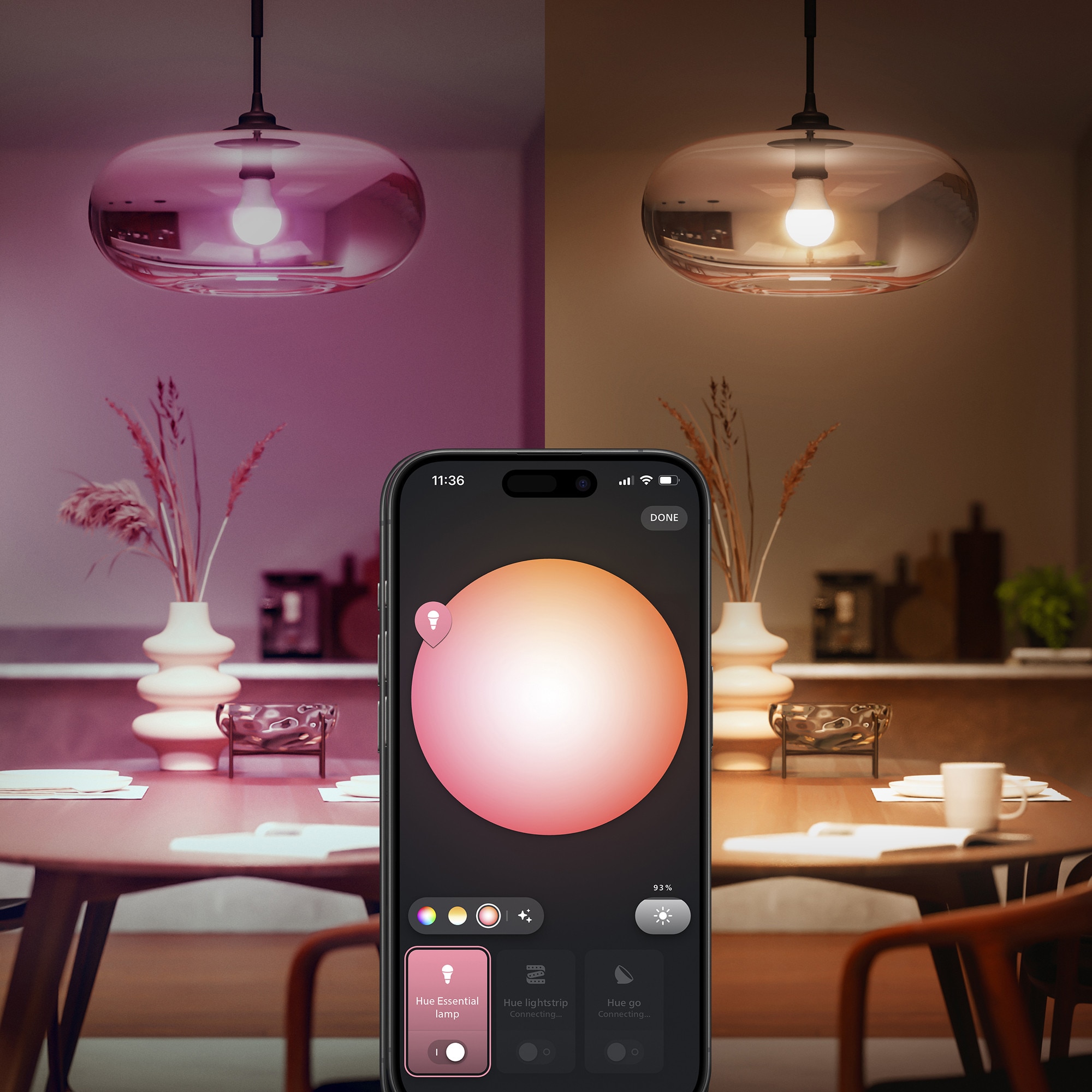 Pachet smart home Philips Hue Essential: Bridge + 2 becuri