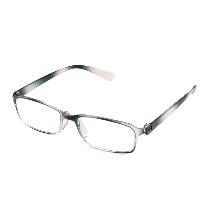 Ochelari de vedere flexibili cu lentile din plastic, rama silicon si balamale cu arcuri metalice O1209G +1.25