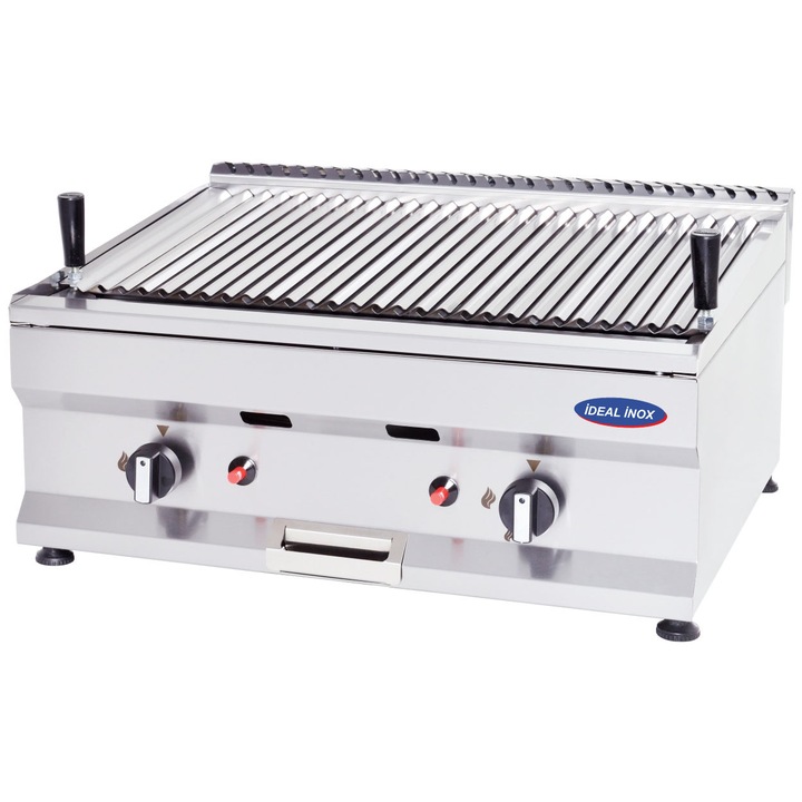 Gratar cu roca vulcanica pe gaz 600x500x250 Ideal Inox Linia 500