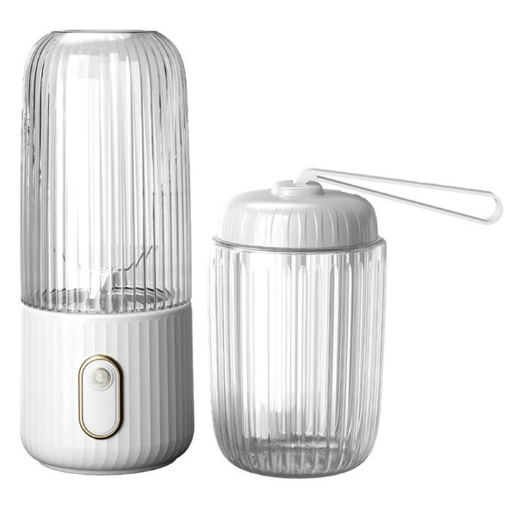 Blender portabil, SunPro, set 2 cupe 350ml+280ml, USB, alb