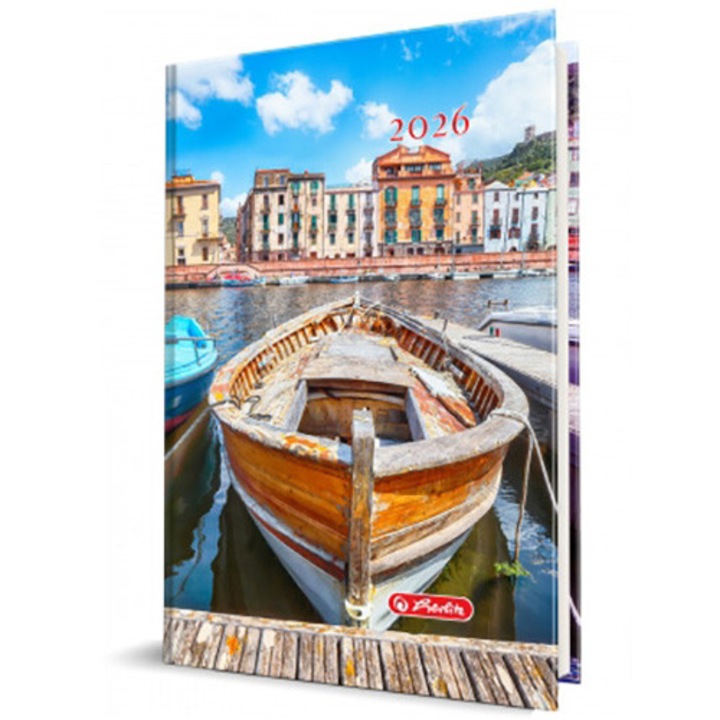 Agenda datata Herlitz, A5, Motive, 352 pagini, coperta buretata, motiv Venetia 2026