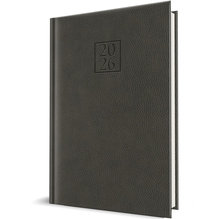 Agenda datata Herlitz, RO A5, 352 pagini, coperta din piele sintetica, Edolo DeLuxe, culoare maro 2026