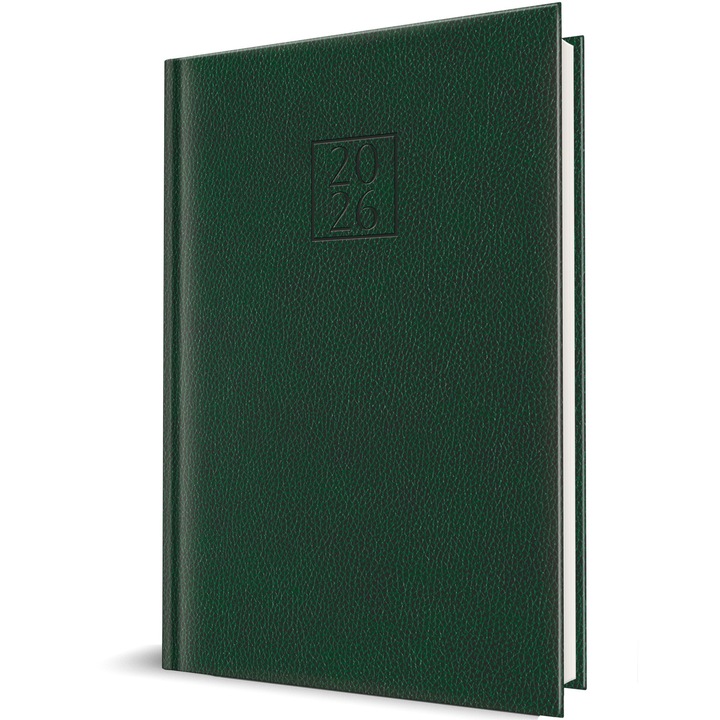 Agenda datata Herlitz, RO A5, 352 pagini, coperta din piele sintetica, Edolo DeLuxe, culoare verde 2026