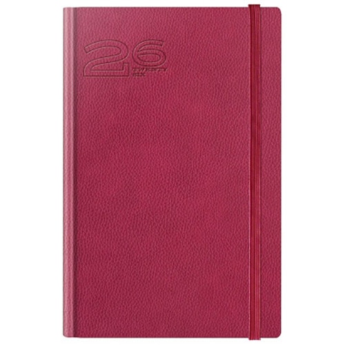 Agenda datata Herlitz, RO A5, 352 pagini, coperta din piele sintetica, Premium Deluxe Loreto, culoare magenta, margini tiparite "ghost", 2026