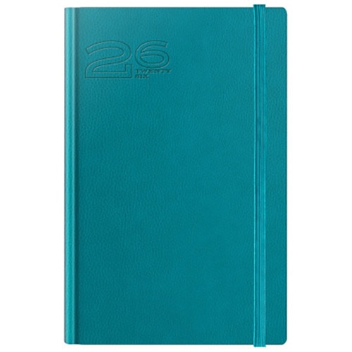Agenda datata Herlitz, RO A5, 352 pagini, coperta din piele sintetica, Premium Deluxe Loreto, culoare turcoaz, margini tiparite "ghost" 2026