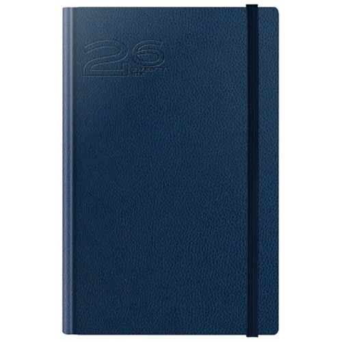 Agenda datata Herlitz, RO A5, 352 pagini, coperta din piele sintetica, Premium Deluxe Loreto, culoare albastru, margini tiparite "ghost", 2026