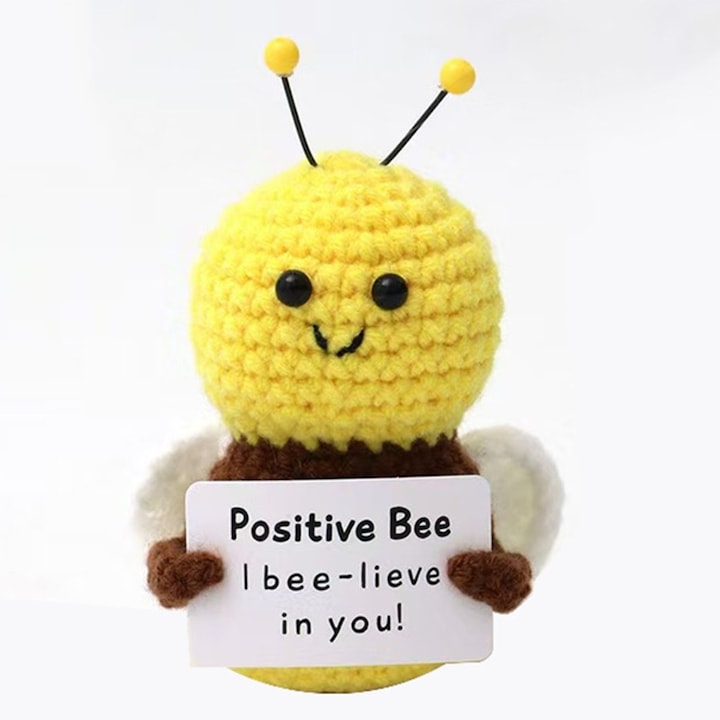 Albina de Crosetat, Jucarie de Plus, Cadou Emotional, 7.5x7.5cm