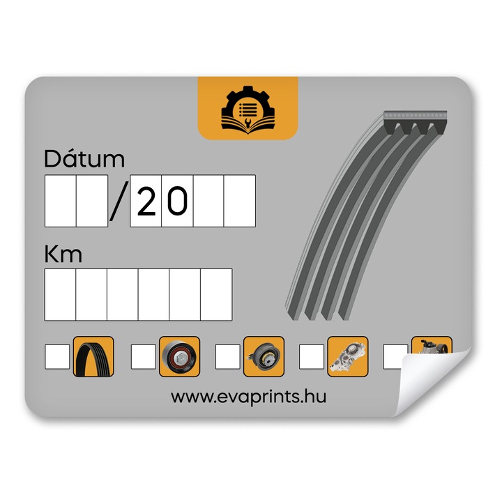 Eticheta Autocolanta Revizie Alternator si Transmisie – Sticker Service Auto pentru Schimb Piese si Curele