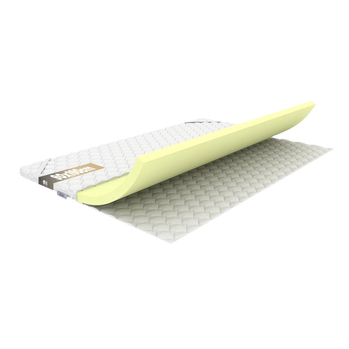 Topper saltea REM-SEN, 90x190cm, grosime 5 cm, fermitate H3 Medie, din spuma poliuretanica, Husa detasabila, Hipoalergenic, Certificat OEKO-TEX