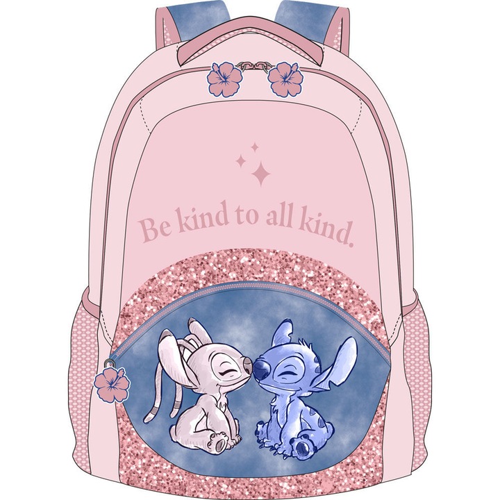 Ghiozdan scolar Lilo si Stitch, un compartiment, multicolor, 42cm