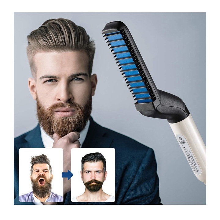 Férfi elektromos hajformázó fésű, Base, 384296, Fekete