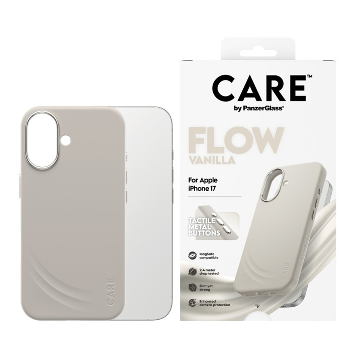 Husa telefon Care by PanzerGlass pentru iPhone 17, Flow Vanilla