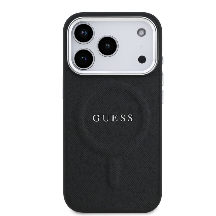 Калъф Guess за iPhone 17 Pro Max, PU, Saffiano, MagSafe Case, Черен