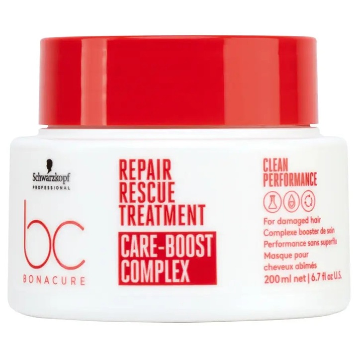 Schwarzkopf Professional BC Bonacure Repair Rescue Treatment 200ml – Tratament Intensiv pentru Par Deteriorat, cu Arginina si Complex Care-Boost, pentru Reparare Instanta si Stralucire de Durata