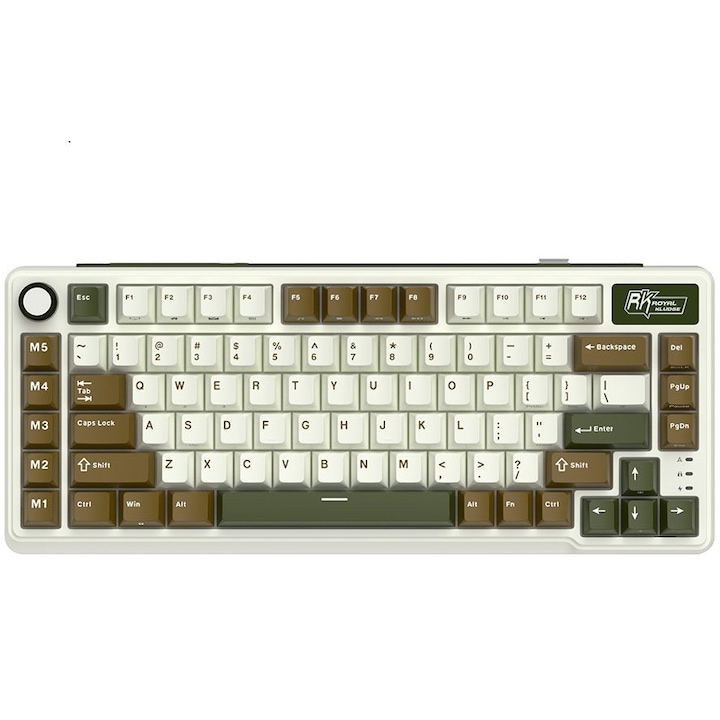 Безжична геймърска клавиатура Royal Kludge L75, Бежов/зелен, USB-C