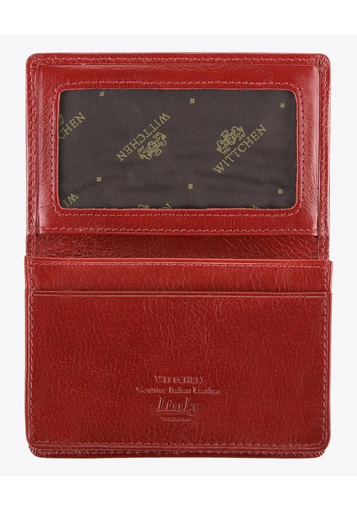 Suport orizontal pentru carti de vizita din piele rosie, piele naturala rosie